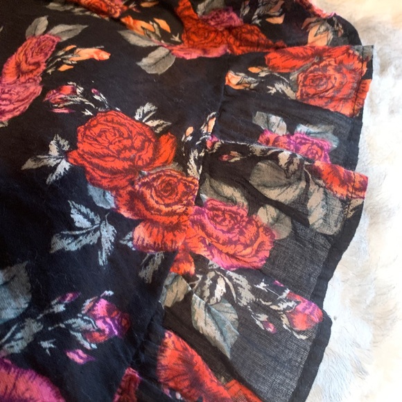 Patrons of Peace black,red,pink small floral print flowing cotton dress. - Picture 9 of 11